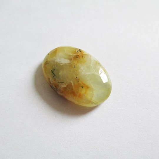 Préhnite cabochon pierre fine 27x18x4mm gemme multicolore reiki chakra plexus