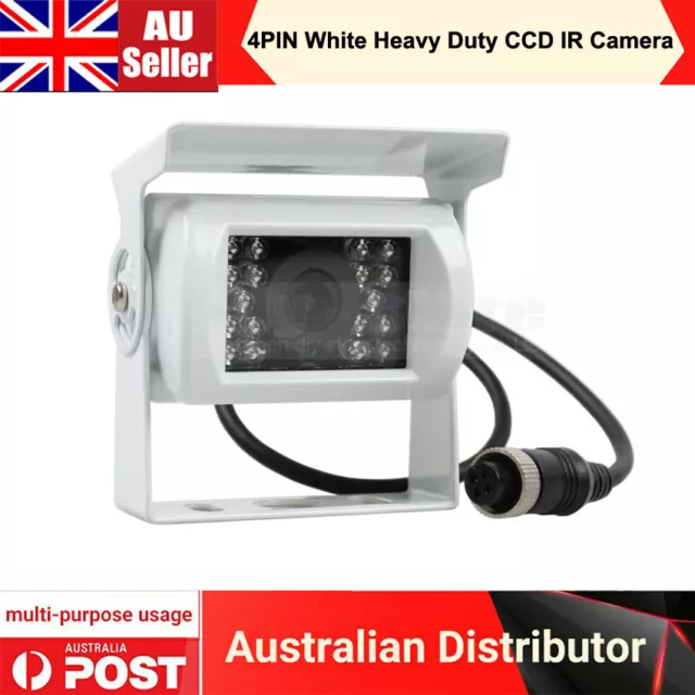 4PIN White Heavy Duty 12-24V CCD IR Colour Reversing Camera Caravan Truck Bus RV