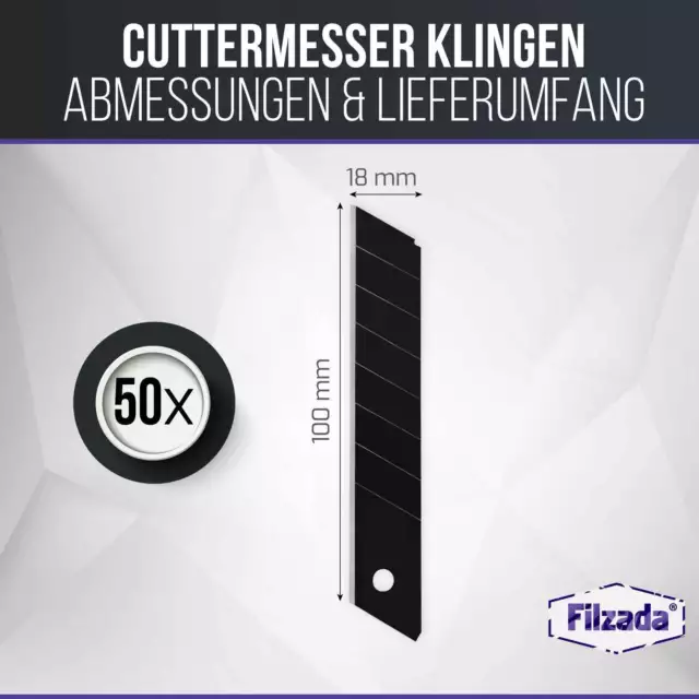 50x Cuttermesser Klingen 18mm Black Carbonstahl Abbrechklingen Cutterklingen 2
