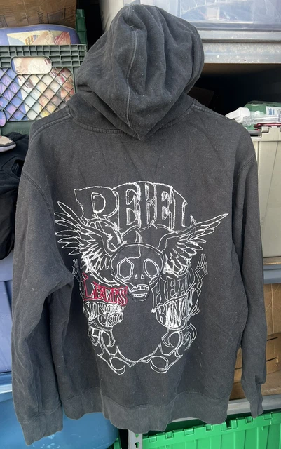 vintage levis rebel head bangin’ hoodie skull wings Mens XL Zip Up
