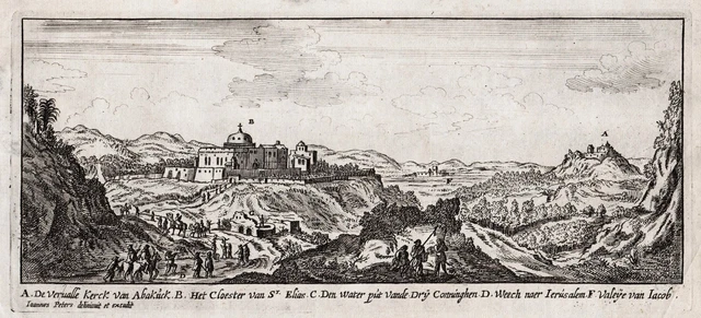 Mar Elias Monastery Jerusalem Israele Judaica Peeters Engraving Vista 1680