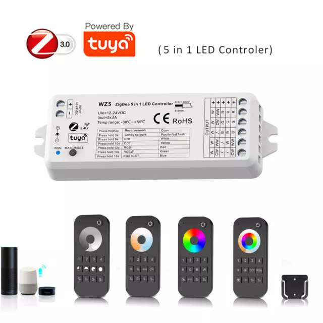 TUYA ZIGBEE 5CH LED Stripe Controller RGB RGBW RGBCCT Wireless RF Fernbedienung