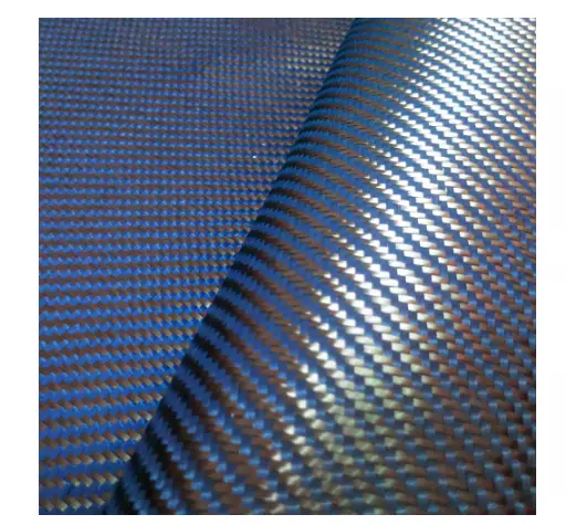 Blue Aramid 1100D 3K Carbon Fiber Mix Cloth 200gsm Twill 100cm Hybrid Fabric