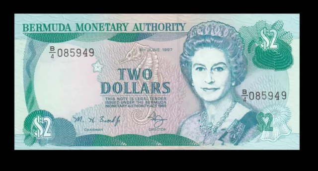 Bermuda, 2 Dollars, 1997, P-40Ab, Unc Banknote QE II