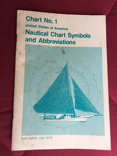 CHART NO. 1 USA NAUTICAL CHART SYMBOLS and ABBREVIATIONS July 1975 Vintage