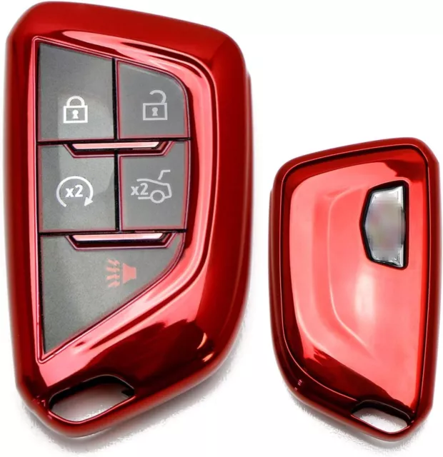 Red TPU Key Fob Protective Case For 2020-up Cadillac ATS CT4 CT5 CT6 XT4 XT5 XTS