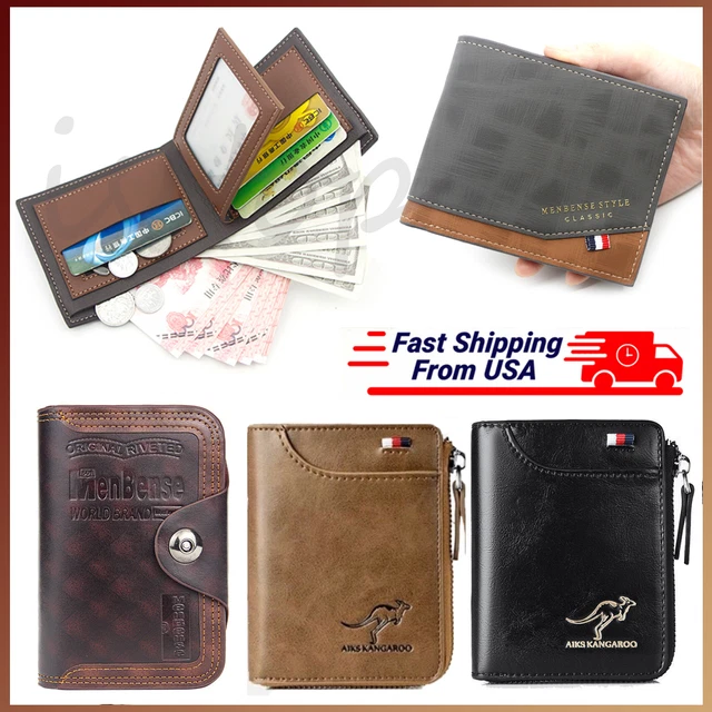 Mens Wallet Leather Credit Card Holder RFID Blocking Zipper Pocket Purse NEW