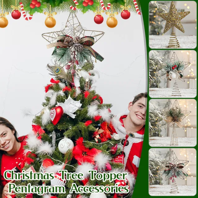 Glitter Star Christmas Tree Xmas Tree Decor Topper Ornaments Party Decoration