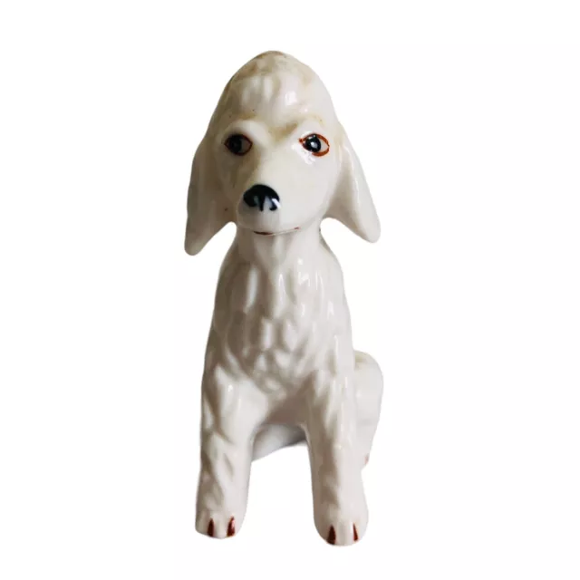 Vintage 50's Poodle Figurine White Ceramic Dog 3.25” Tall