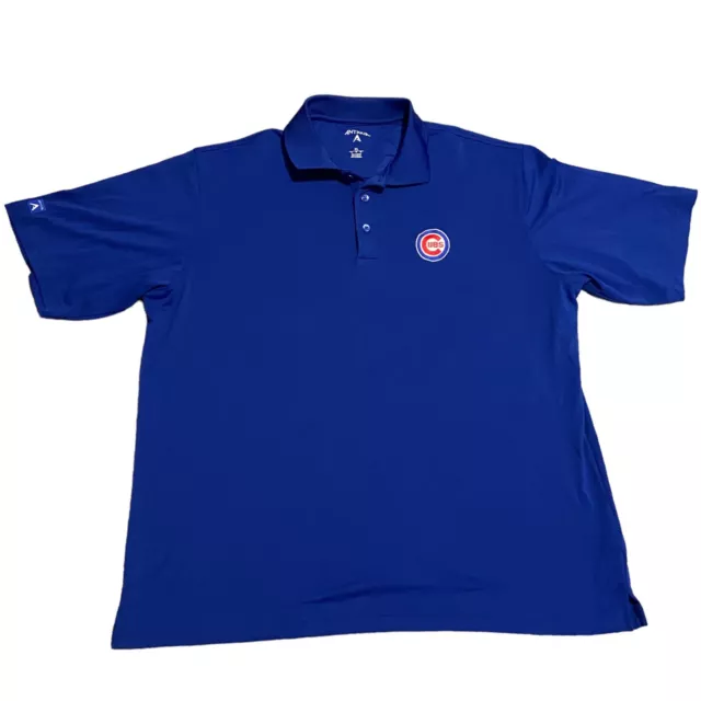 Antigua Mens Polo Shirt Chicago Cubs Sz XL Xtra Large Blue Short Sleeve MLB