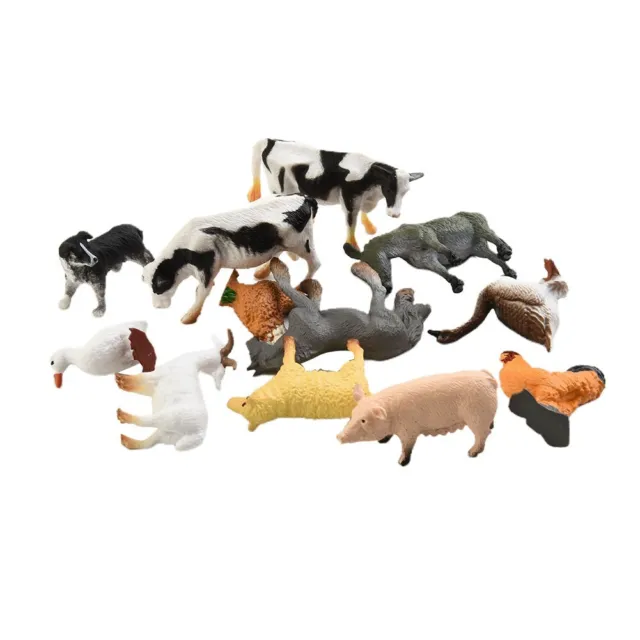 Ensemble de modèles miniatures animaux de ferme 12 pièces jouets pour jeu imag