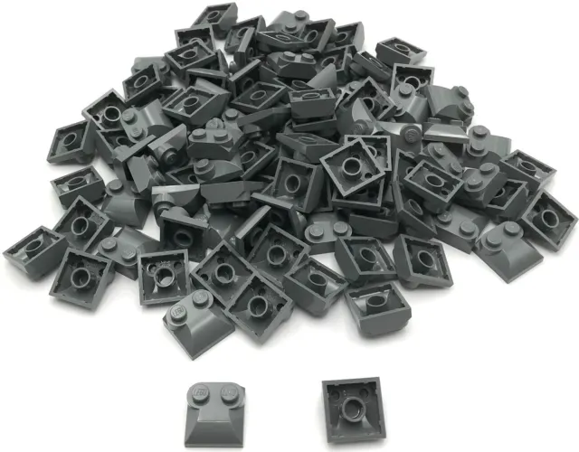 Lego 100 New Dark Bluish Gray Slope Curved 2 x 2 x 2/3 w/ 2 Studs and Curved