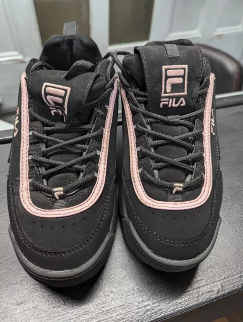 FILA DISRUPTOR II trainers size uk 4 Black cw Pink Trim sneaker high wedge shoes 22.00 PicClick UK