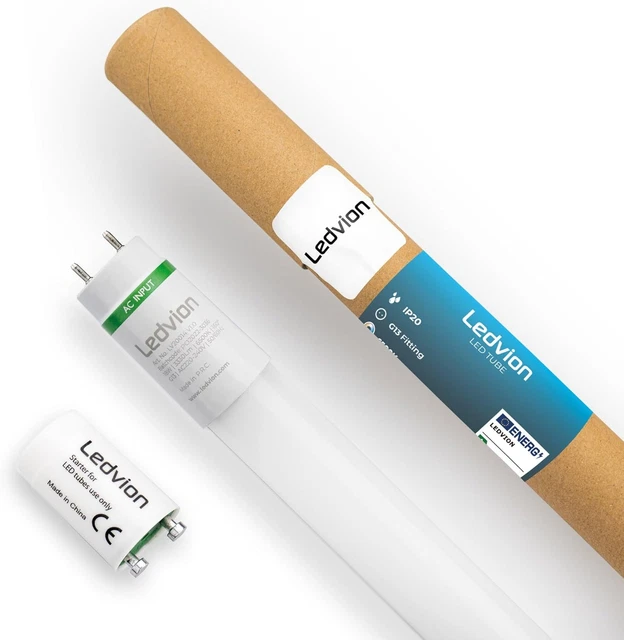 Ledvion Tubo LED T8 120cm 18W 6500K Luce Fredda - Sostitutivo Al Neon Con Starter Incluso - Efficienza Energetica B - 3