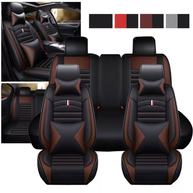 For JEEP Wrangler Front +Rear Car Seat Covers Full Set Nappa Leather Cushion Pad