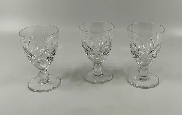 Royal Brierley Braemar Cut Lead Crystal Port/Sherry Glasses Set Of 3 Sh12