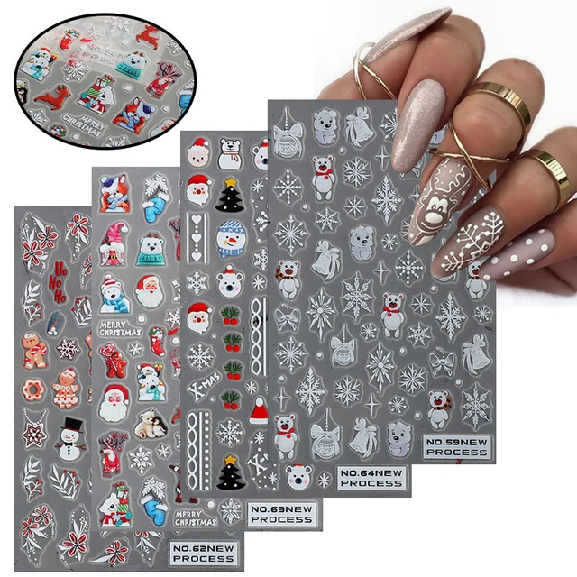 Pegatina de agua de Navidad Nail Art pegatinas para uñas pegatinas para uñas invierno