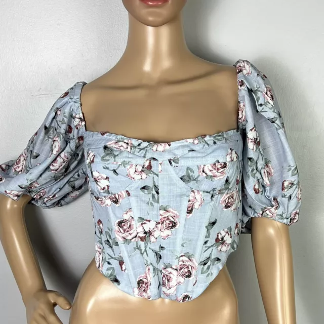 New Bardot Revolve Floral Print Bustier Crop Top Us 10 2