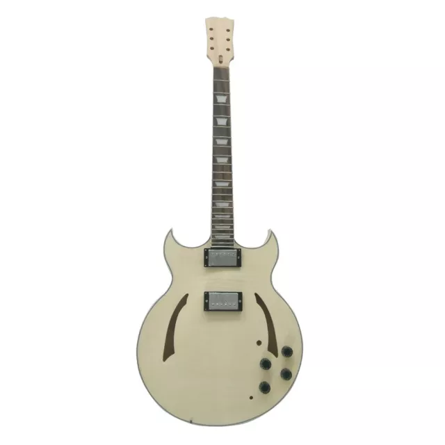 High Quality Unfinished DIY Electric Guitar Kit Semi Hollow Body HH Pickups