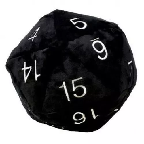 Dice Jumbo D20 Plush Black - Peluche Dado Nero