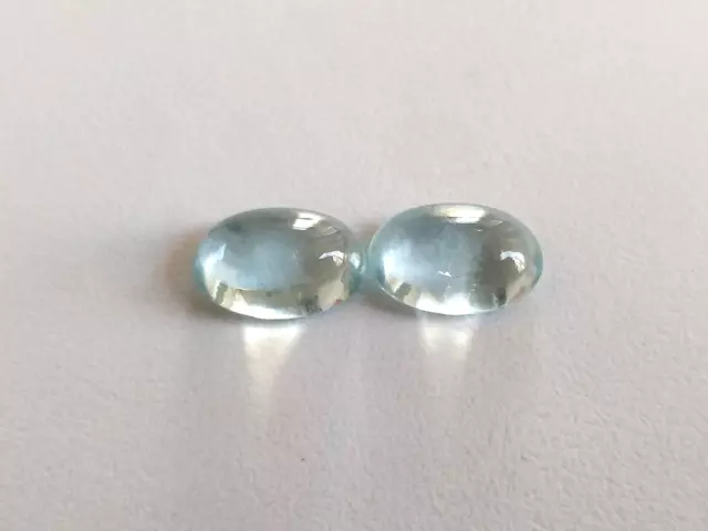 Profondo Blu Naturale Acquamarina Ovale Cabochon Paio 12x8 MM IN Abbinato Gemme