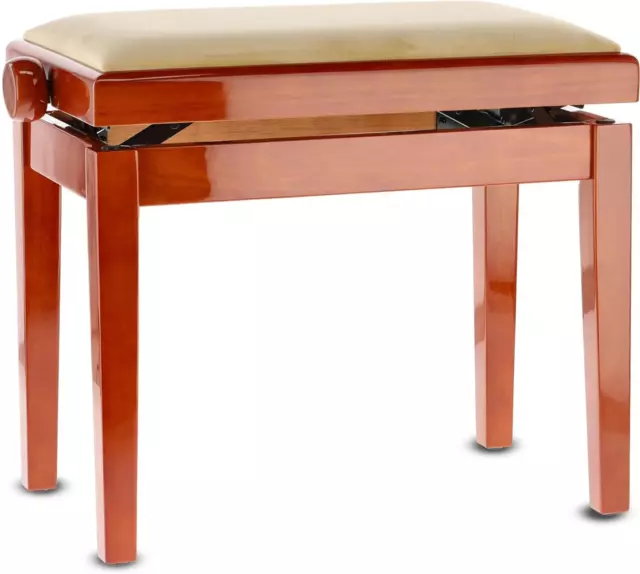 Piano bench GEWA Deluxe, height adjustable, cherry high gloss solid wood