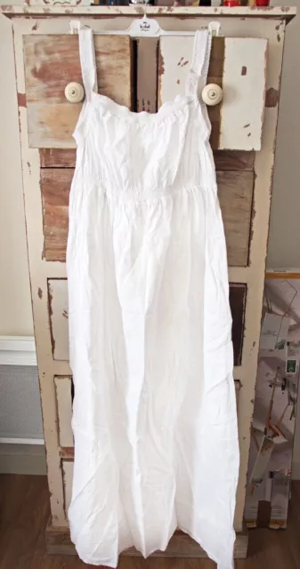 Robe Longue D Ete Pur Coton Blanc T46 Immacule Neuf