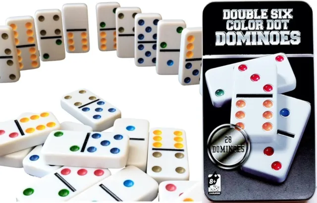1 juego de dominó doble de seis colores con puntos, juegos clásicos, juego...