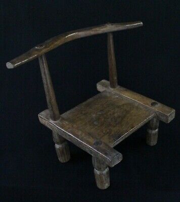 Art Africain Tribal - Ancienne Petite Chaise Baoulé Baule Akan Usuelle - 38 Cms