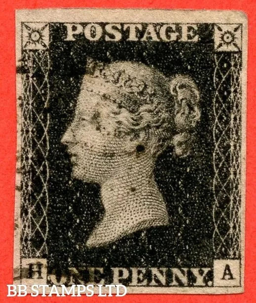 SG. 2. A1 (2). AS41. " HA ". 1d black. Plate 6. A fine used example cance B39378