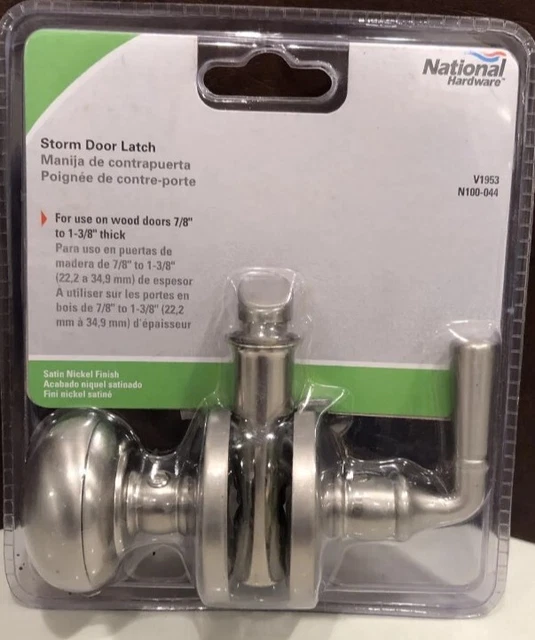 National Hardware N100-044 Satin Nickel Zinc Screen Storm Door Latch NOS