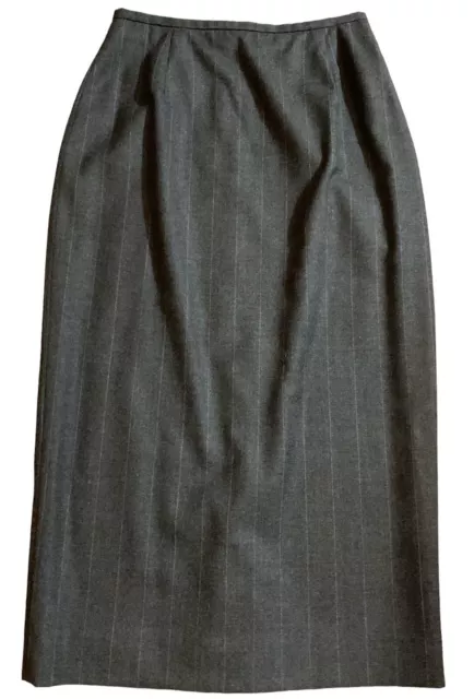 VTG Ralph Lauren Collection Pinstripe Gray Skirt Boucle Pencil Maxi Sz. 8/EUC