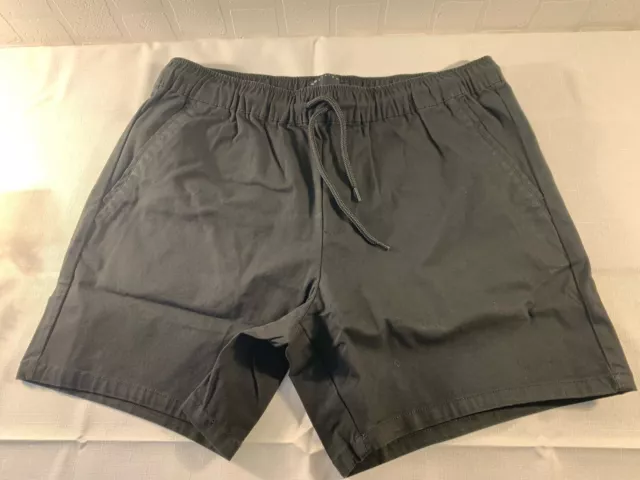ASOS DESIGN Slim Chino Shorts With Elastic Waist In BLK-Sz-M