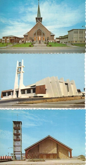 Lot de 6 Églises Modernes, Abitibi et Côte-Nord, Québec, Unic, Montreal (23.385)