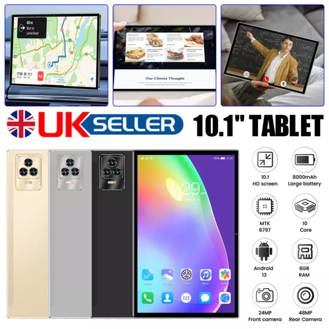 10.1" Android 13 Tablet PC 12GB RAM 512GB ROM Dual SIM Camera GPS 5GWiFi Tab UK