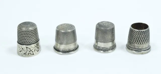 4 - Antique Thimbles - 3 Marked Sterling - Open one Not Marked