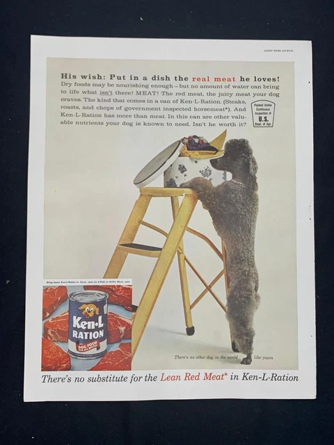 Magazine Ad* - 1961 - Ken-L Ration Dog Food - Poodle