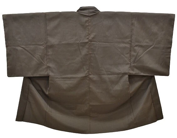 Japanese Kimono Vintage Haori Silk Black Brown Mens Samurai kimonomtfuji 5mt0267
