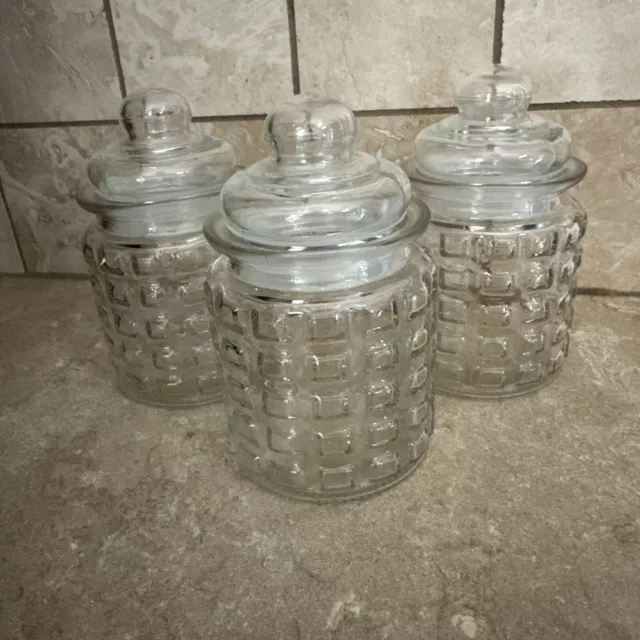 Clear Glass Apothecary Jar Canister Set Of 3