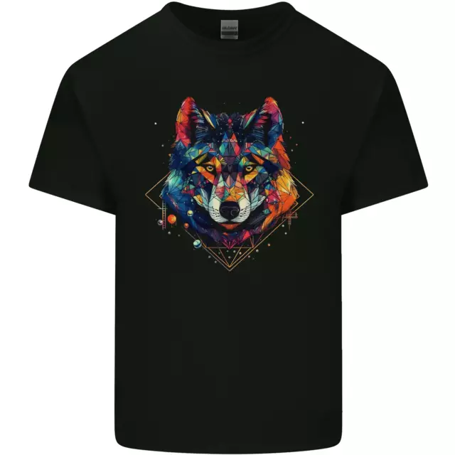 Geometrico Lupo Wolves Uomo Cotone T-Shirt