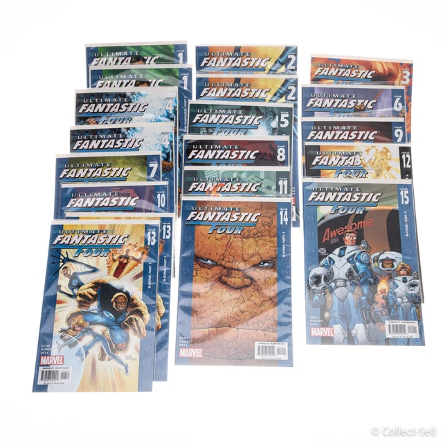 ULTIMATE FANTASTIC FOUR #1 - 15 Marvel 2004 LOT of 19 Comics - Full Run + Extras