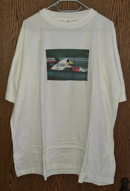 T-SHIRT "AYRTON SENNA" >Grösse:L< Grundfarbe:WEISS (ohne Bügel!)  Guter Zustand!