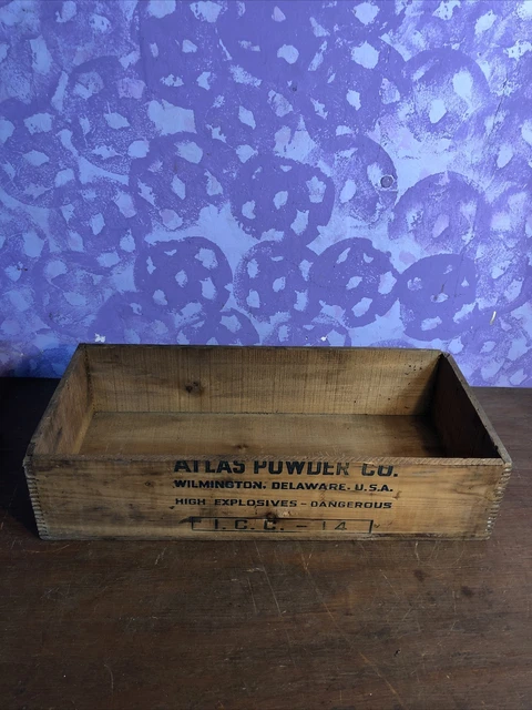 Vintage Atlas Powder Co High Explosives Wooden Box Mining Advertising 3