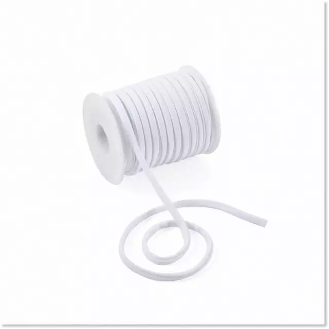 Soft Stretch White 5mm Flat Nylon Cord - 21.87 Yards Elastic Band Rope for DIY S