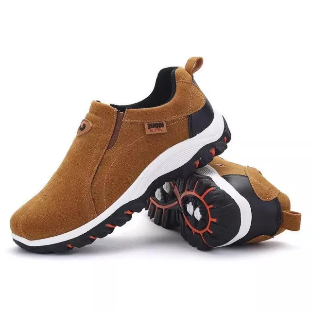 Men Slip on Hiking Shoes PU Leather Climbing Footwear Male Outdoor Light