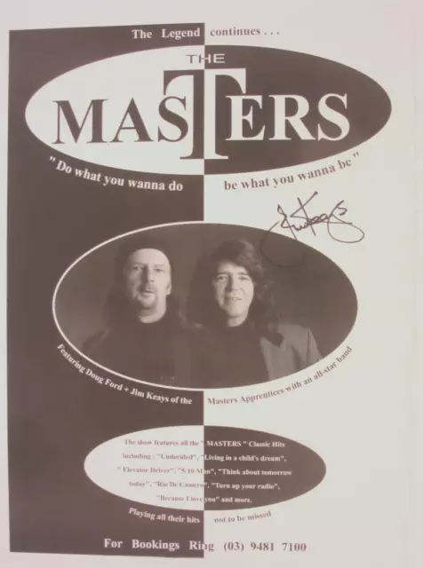 The Masters (Masters Apprentices) Signed Jim Keays Original Tour Poster