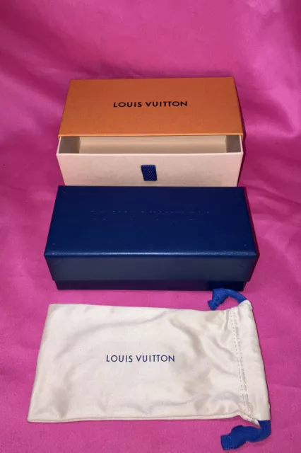Authentic LOUIS VUITTON Empty Sunglasses Navy Blue Case & shopping Paper  Bag.
