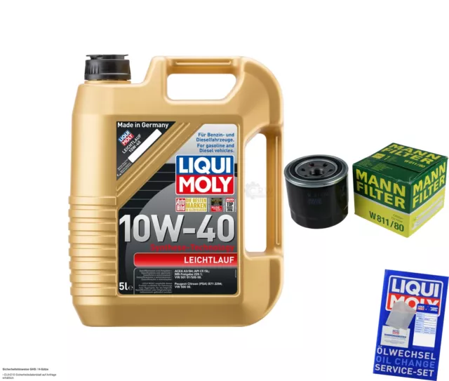 INSPEKTIONSKIT FILTER LIQUI MOLY ÖL 5L 10W-40 für Hyundai Pony X-2 1.5i