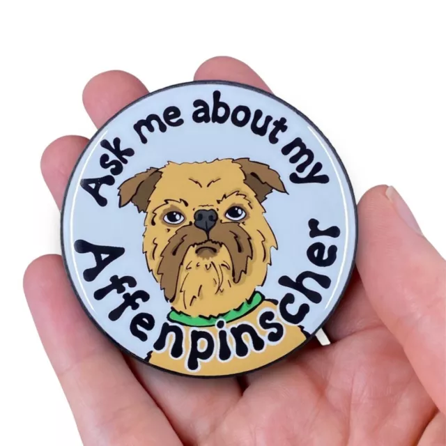 Tan Affenpinscher Pinback Button Funny Dog Pin Accessories Handmade 2.25"