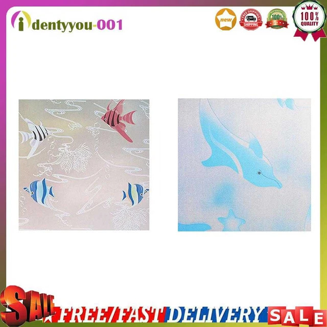 45x100cm Pez Delfín PVC Vidrio Ventana Película Pegatinas Sombreado Decoración del Hogar